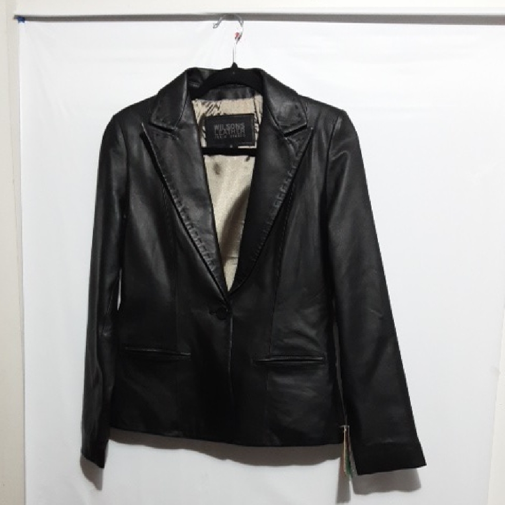 Wilsons Italian Leather Classic Black Blazer NWT